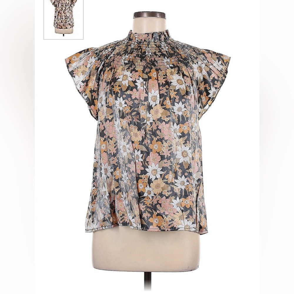 Moodie Floral Smocked Blouse Size Medium - Picture 1 of 7